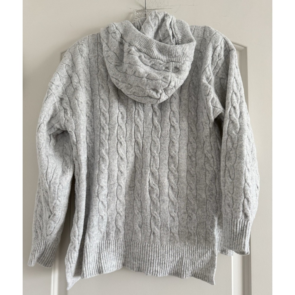 PINK ROSE Women's Gray Hooded Zip Up Sweater-SMALL - Picture 9 of 10